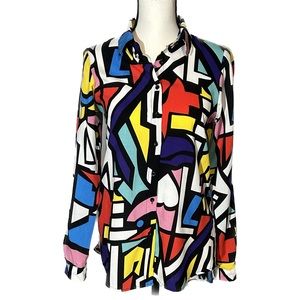 Big DartVibrant multicolored Button Up Blouse